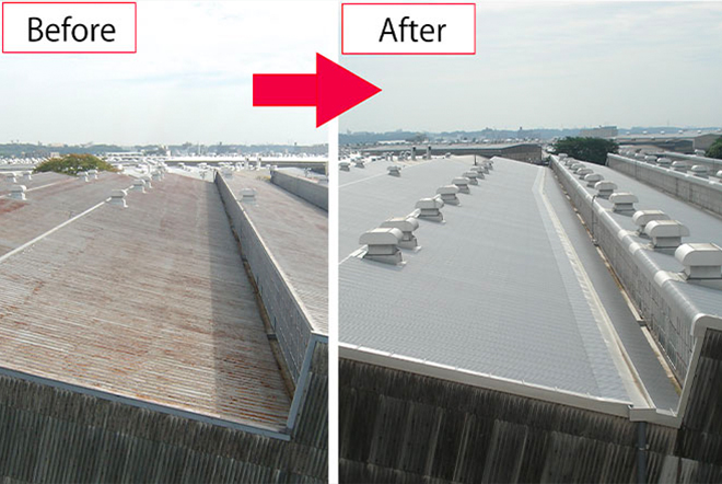 綿半ソリューションズの倉庫屋根修理の事例